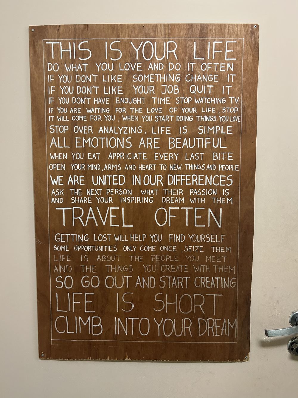 The owners' story written on the wall at Furu Café