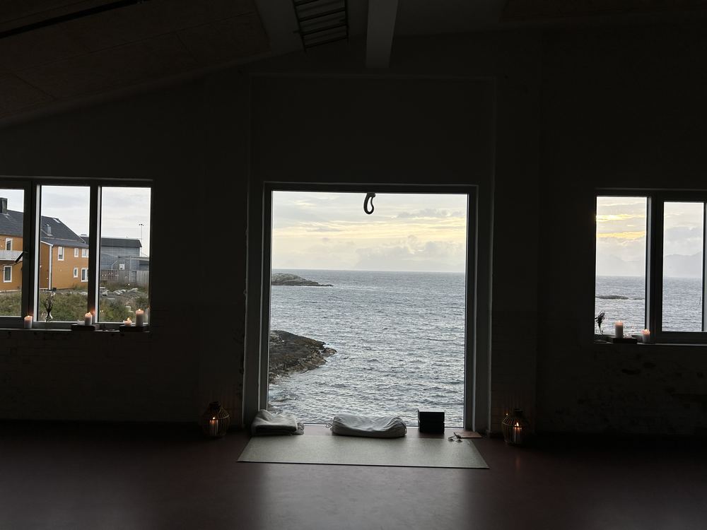 Yoga studio with candles and sea views at Trevarefabrikken